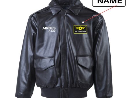 Airbus A320 & Text Designed Leather Bomber Jackets (NO Fur) Online Hot Sale