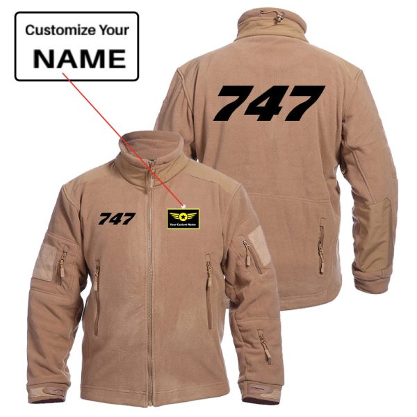 747 Flat Text Designed Fleece Military Jackets (Customizable) Sale