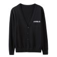 Airbus & Text Designed Cardigan Sweaters Cheap